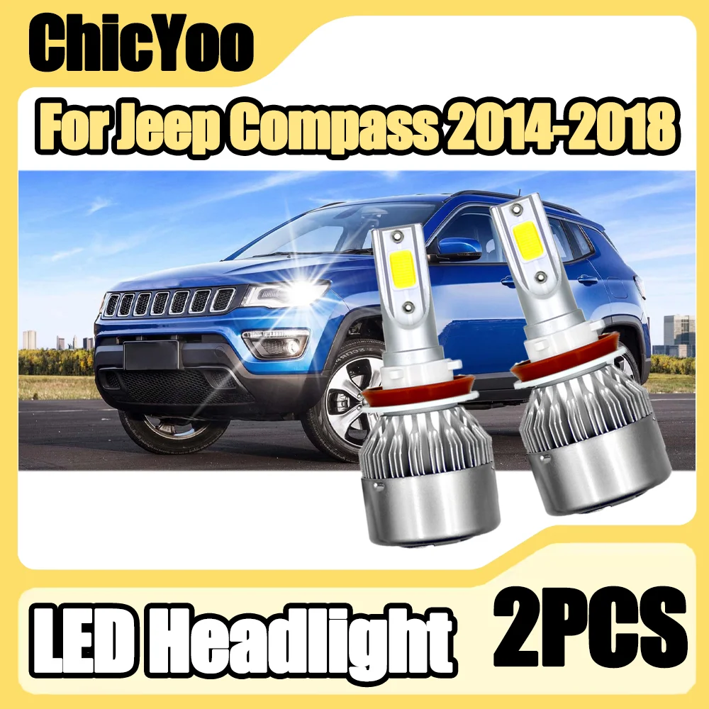 

2PCS 6000K White Plug and Play 10000LM High Power Car LED Headlights Light Headlamps For Jeep Compass 2014 2015 2016 2017 2018