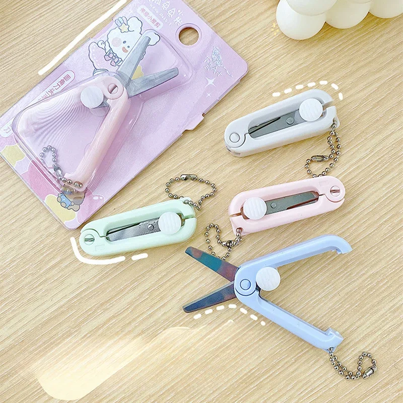 1 Pcs Portable Folding Mini Scissors with Multi-function for Kids Handicrafts Round Tips School Supplies Cute Scissors