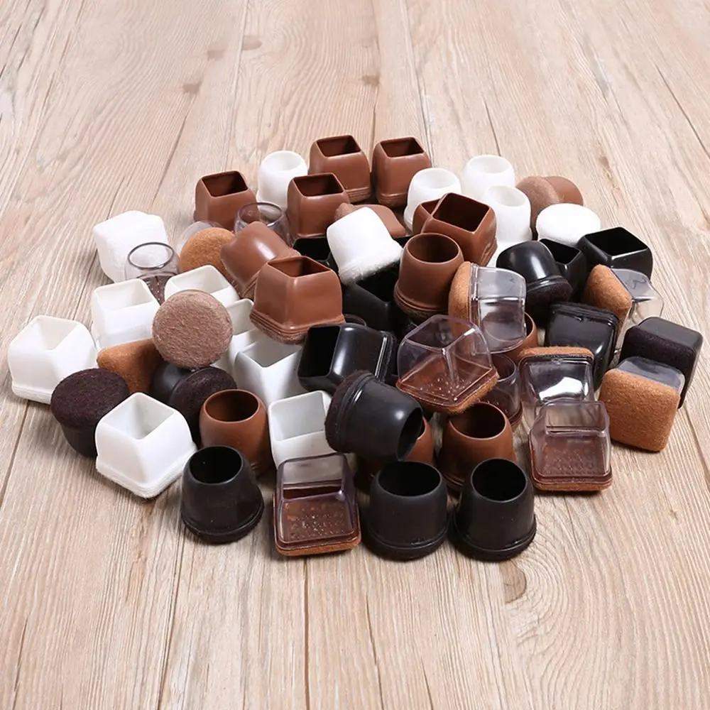 4PCS New TPE Table Leg Protector Covers Felt Non-Slip Chair Foot Caps Thickened Square Furniture Protection Pads Chair Leg