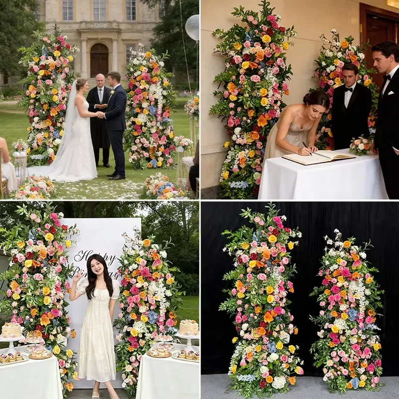 Sunwedding Colorful Flower Decoration Silk Flower Arch Wedding Background Artificial Flowers Arch