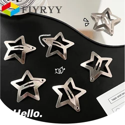 5PCS Y2K Silver Star Hair Clip for Girls Cool Cute Star Metal Snap Clips Women Simple BB Hairpins Barrettes Hair Accessories