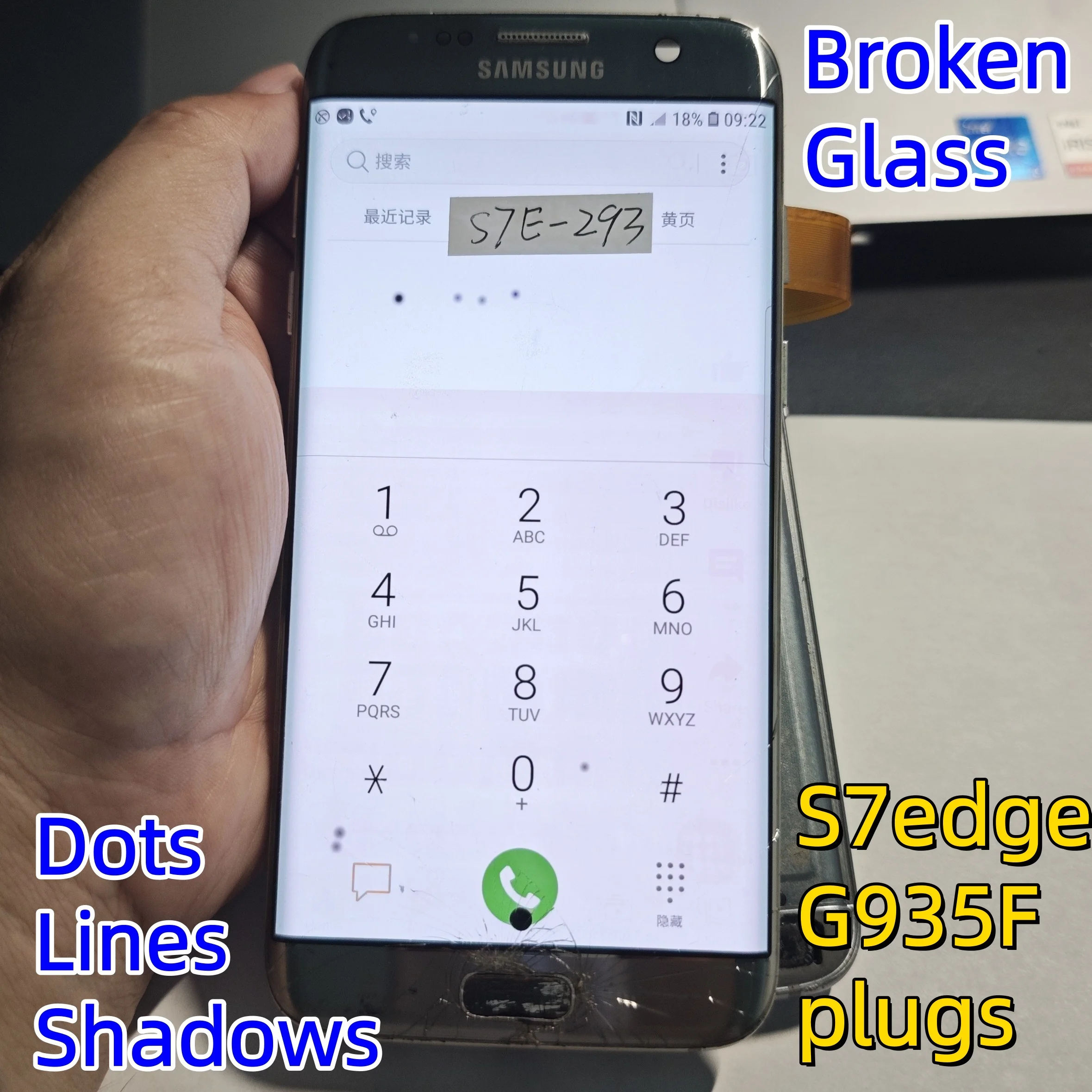 Repair Edge Screen Separete Glass Practice LCD For Samsung Galaxy S7 EDGE  G935A G935S G935F Broken Glass Touch OK DOT + LINE