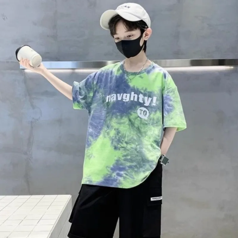 100% Cotton Boys' Half Sleeve T-Shirt 2026 Summer New Kids Loose Fit Casual Top Kids' Summer Clothing Wholesale
