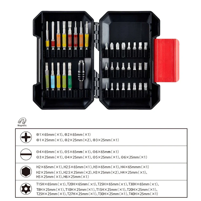 VESSEL Screwdriver Bit Set with Tough Case Cordless Drill Driver Bits Sets 38 Pieces NO.GS38P01CCS