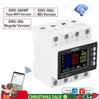 Wifi Power Energy Meter AC Monitor AC 85-290V 80A 3 Phase 4-wire DIN Rail Over Under Voltage Protector Electricity Meter