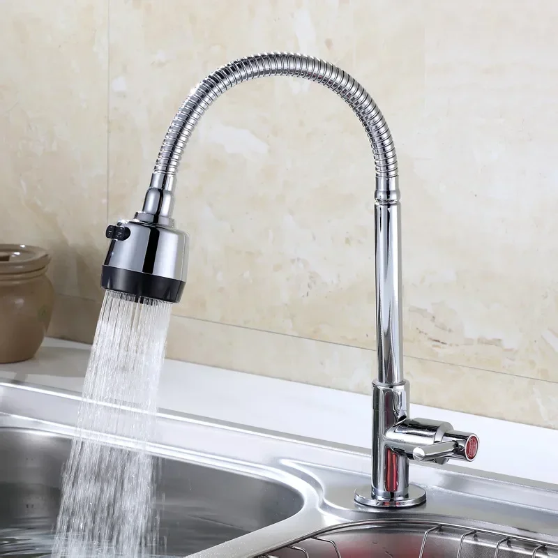 

Kitchen Sink Faucet Single Cold Water Tap Single Hole Basin Faucets Water Spout Flexible Rotation Faucet Kitchen Accessories