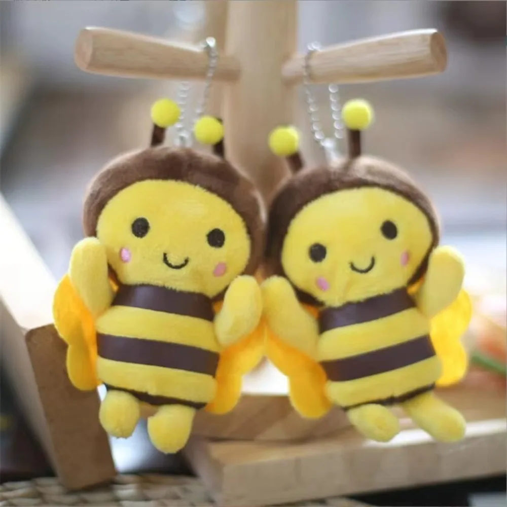 

Fun 12cm Plush Bee Pendant Animation with Chain Stuffed Toy Honeybee Bag Charm Gift