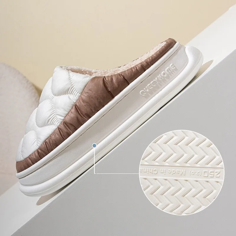 Evshine الشتاء غامض شبشب منزل للنساء داخلي دافئ الفراء اصطف مقاوم للماء القطن الشرائح للجنسين لينة رقيق نعال قماش