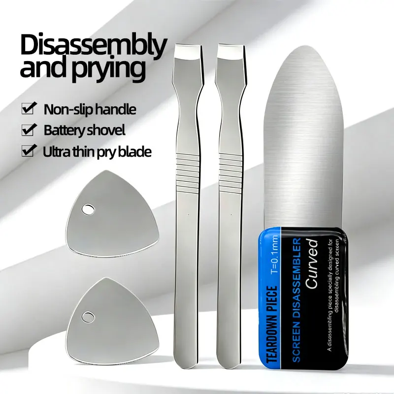 5 Pcs Stainless Steel Pry Tool Kit, Ultra Thin Curved Screen Spudger, Mobile Phone Tablet Disassembly Repair Pry Card Set