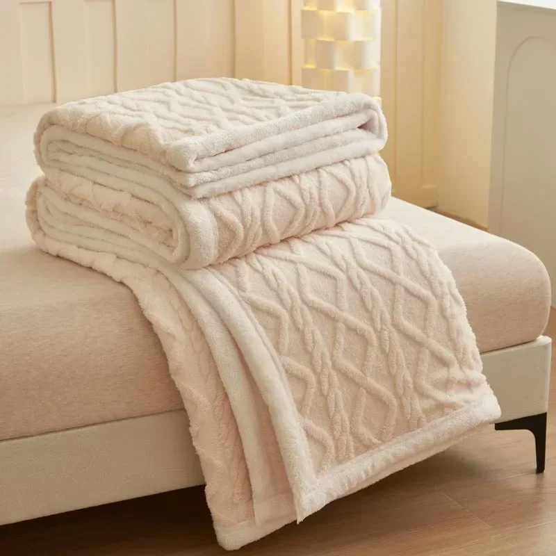 New Tafu Fleece Water Cube Blanket Nap Sofa Flannel Milk Fleece Double Thickened Blanket Light, gentle and warm