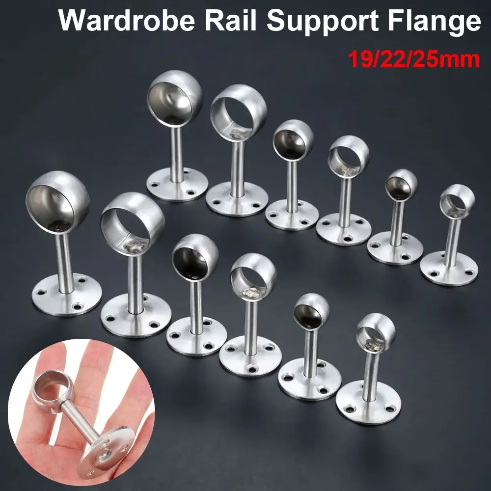 1Pcs 새로운 스테인레스 스틸 파이프 브래킷 19/22/25mm 하프/올 패스 튜브 홀더 옷걸이 옷 폴 커튼 막대