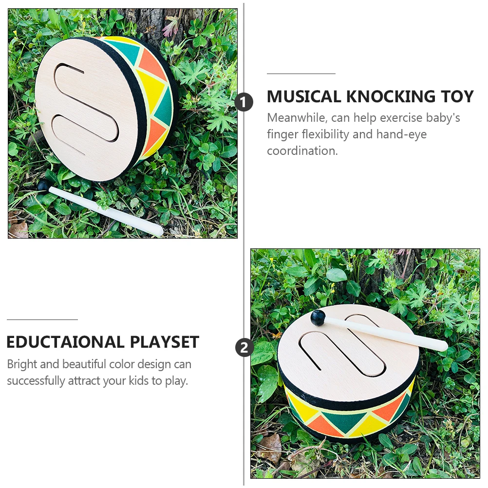 

Three-Tone Drum Eductaional Playset Music Knocking Toy Hand Toys Early Education Musical for Kids Puzzle Educational