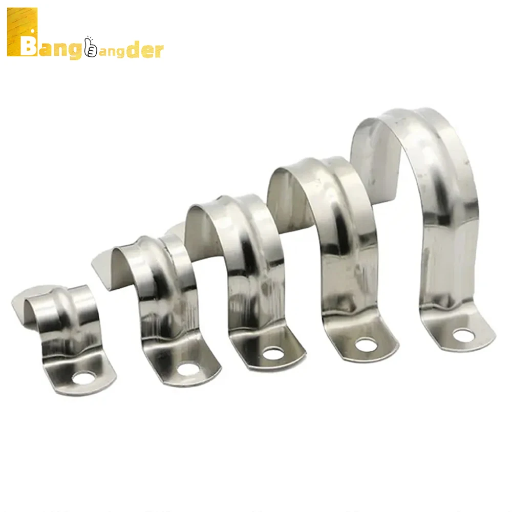 304 Stainless Steel Thickened Ohm Tube Card U Type Water Pipe Clamp Pipe Card Horseback Saddle Clamp Clip Throat Hoop Bracket