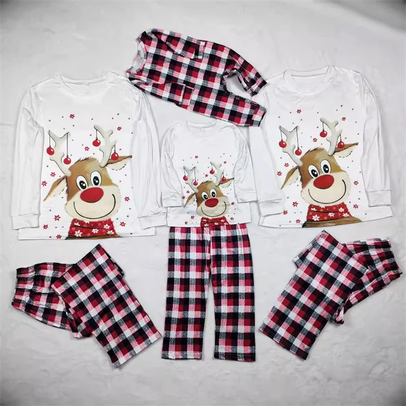 Festival Family Matching Clothes Suits Christmas Day Happy Sets Children Adults Cute Print Long Sleeve+Pants 2Pc Outfits