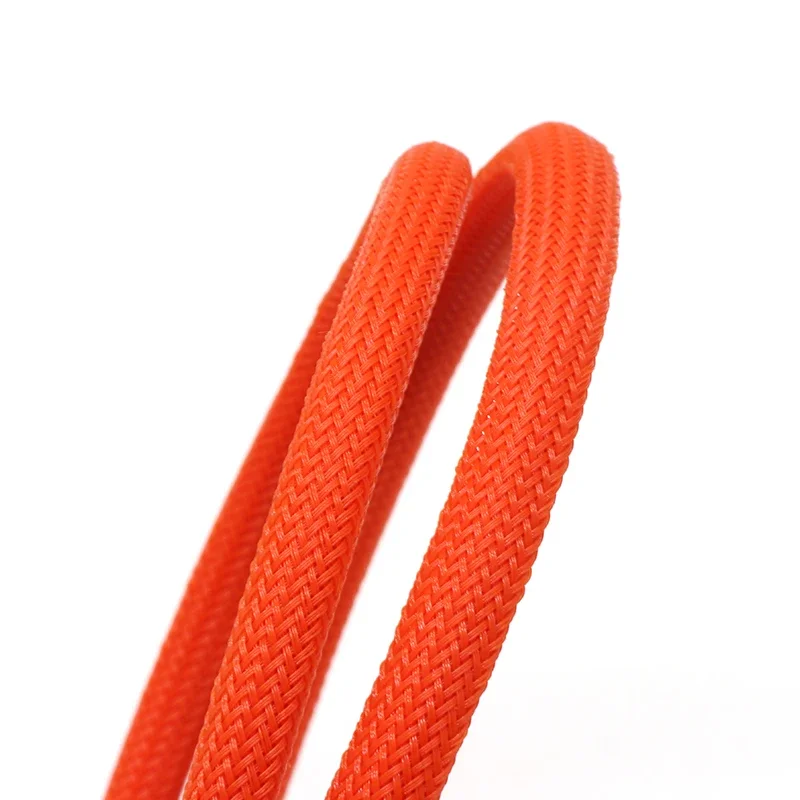 1/5/10M Orange PET Braided Wire Sleeve 3 4 6 8 10 12 20 25 30mm Tight High Density Insulated Cable Protection Expandable Sheath