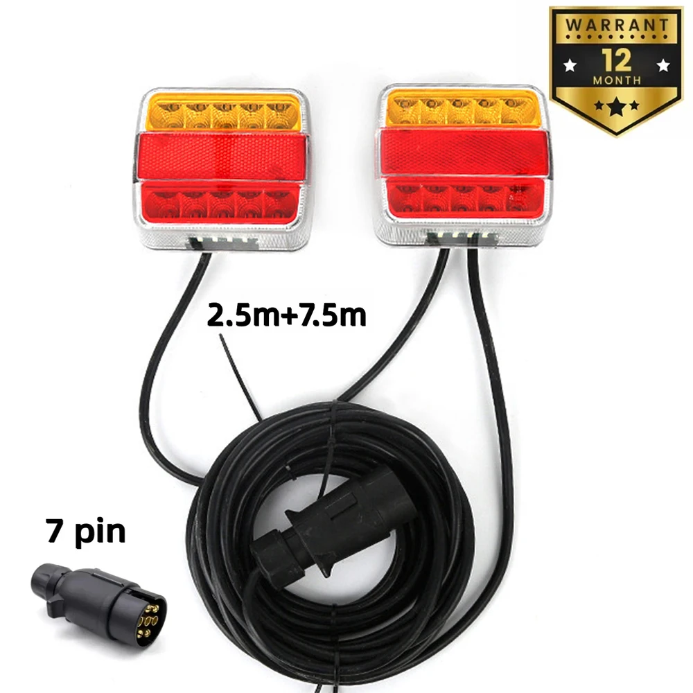 

1 Set 12V Magnetic Rear Towing Tail Light LED Trailer 10m Cable 7 Pin Brake Stop License Number Plate Reflector Waterproof