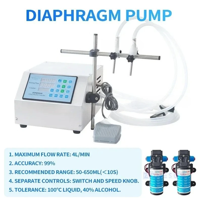 DPYT2P 액체 충전기 반자동 더블 노즐 음료 주스 향수 바이알 물 50-4000ml 병 충전기