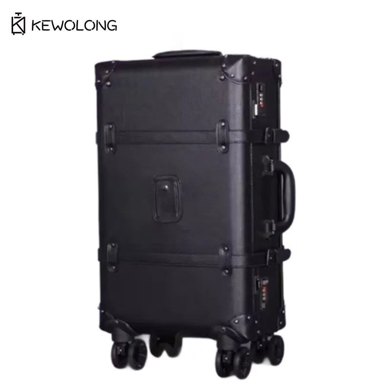 Vintage 20 24 Suitcase Set - Retro Pullman Trunk with 360° Spinner Wheels Classic Hardcase Luggage for Women & Men