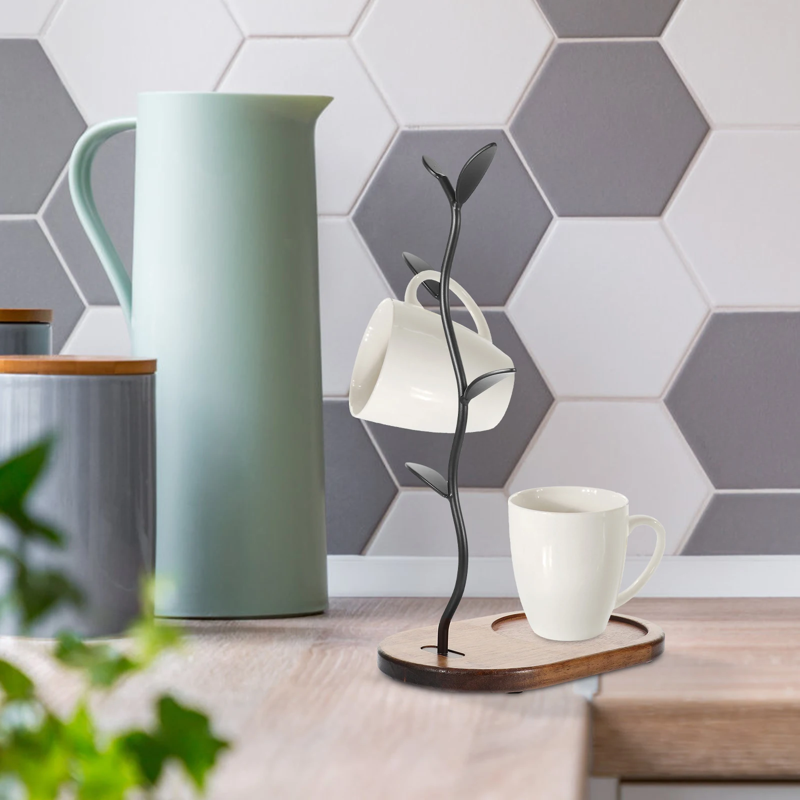 

Деревянная сушильная чашка из нержавеющей стали, кружка для кофе, держатель для дерева, подставка для чашек, стеклянная сушилка для дерева, домашние аксессуары для хранения кофе St