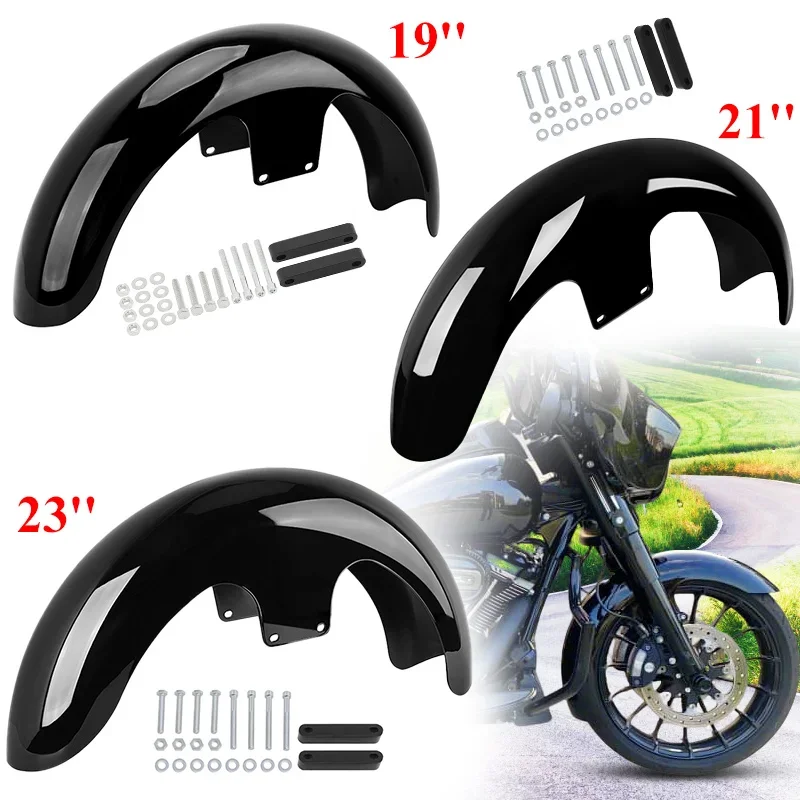 

19" 21" 23" Black Motorcycle Wrap Front Fender Mudguard For Harley Touring Electra Street Glide Road King Ultra Custom Baggers