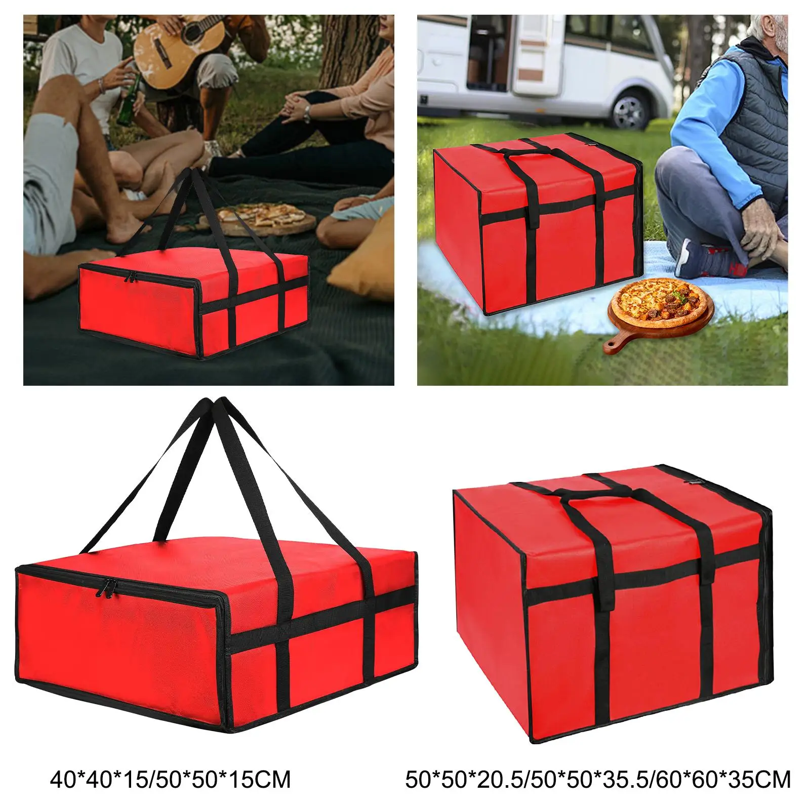 Sac isotherme pour porte-Pizza, sac alimentaire robuste avec double fermeture éclair pour Pizzerias, sac d'épicerie multifonctionnel réutilisable