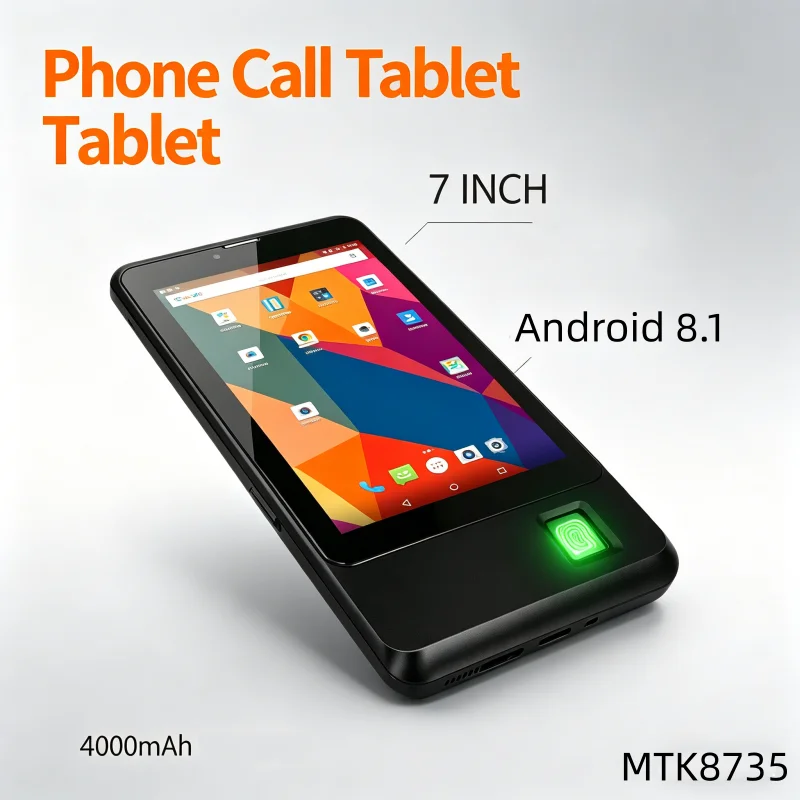 Hot Sales Fingerprint 7 INCH MTK8735 Phone Call Tablet 1GB / 8GB  Android 8.1 GSM Dual SIM Ports IPS Screen Quad Core 4000mAh