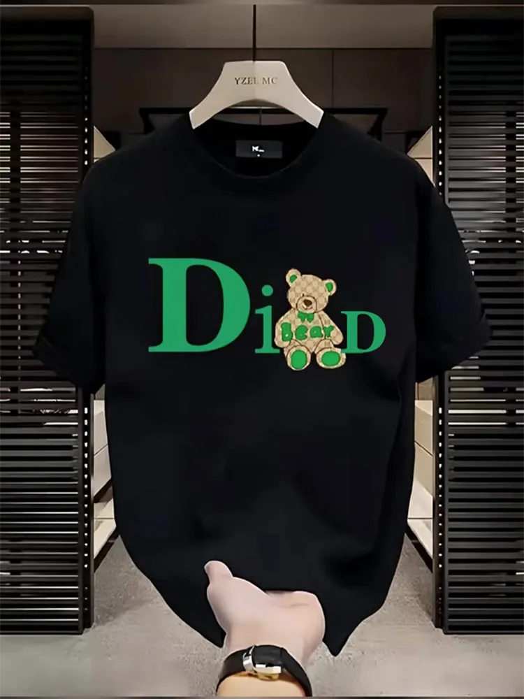 

25 Spring/summer Fashion Trend Brand Bear Alphabet Print Street Half Sleeve Cotton Round Neck T-shirt for Men and Women