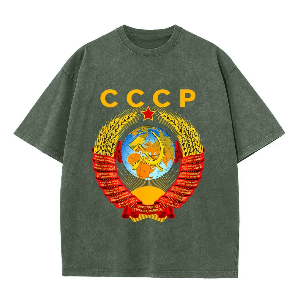 CCCP Coat of arms Flag Russian souvenir Moscow T-Shirt Adult Cotton T-Shirts Men Luxury Tee Shirt Designer Streetwear New T