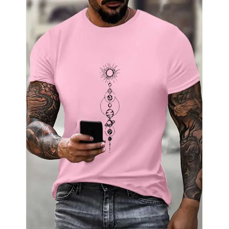 New summer short sleeved T-shirt top for men\'s daily casual street style round neck pullover printed T-shirt top for men\'s wear