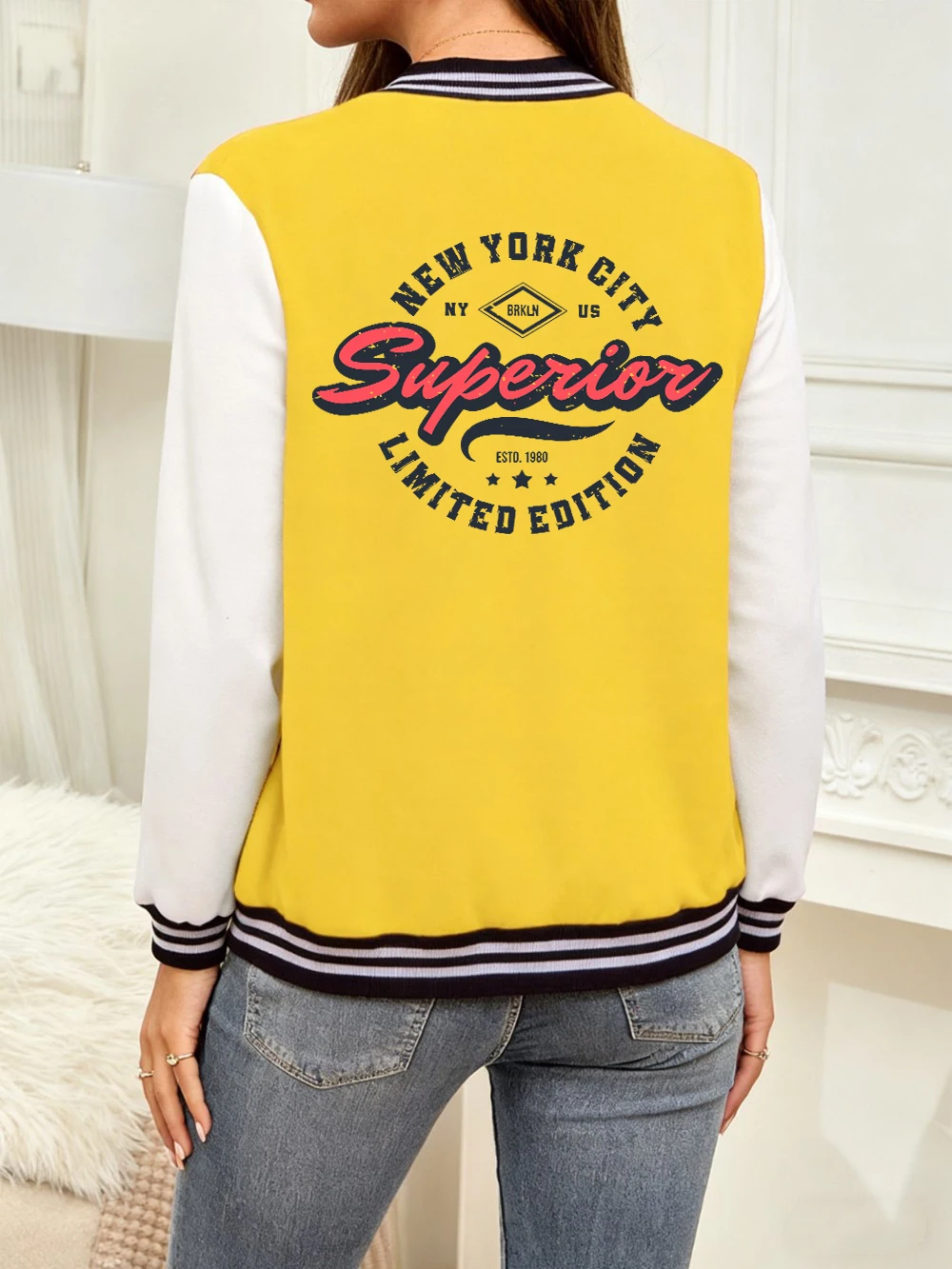 

Superior New York City Letter Printed Jackets Women Cotton Pocket Baseball Jersey Winter Warm Coats Comfortable Sporty Clothes