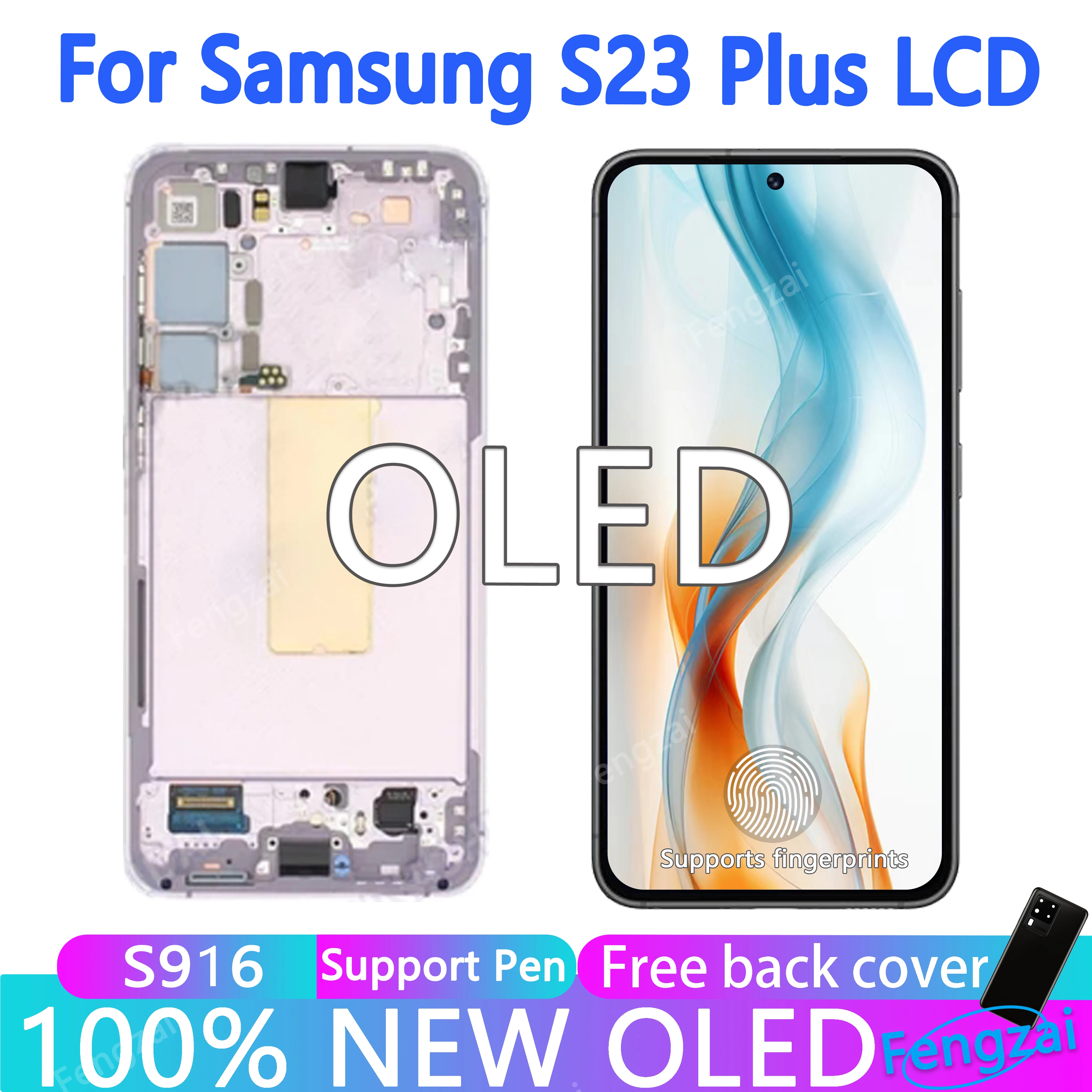 Super OLED S23+ Lcd For Samsung Galaxy S23 Plus S916 Display S916U Touch Screen Digitizer With Frame For Galaxy S23 Plus S916B