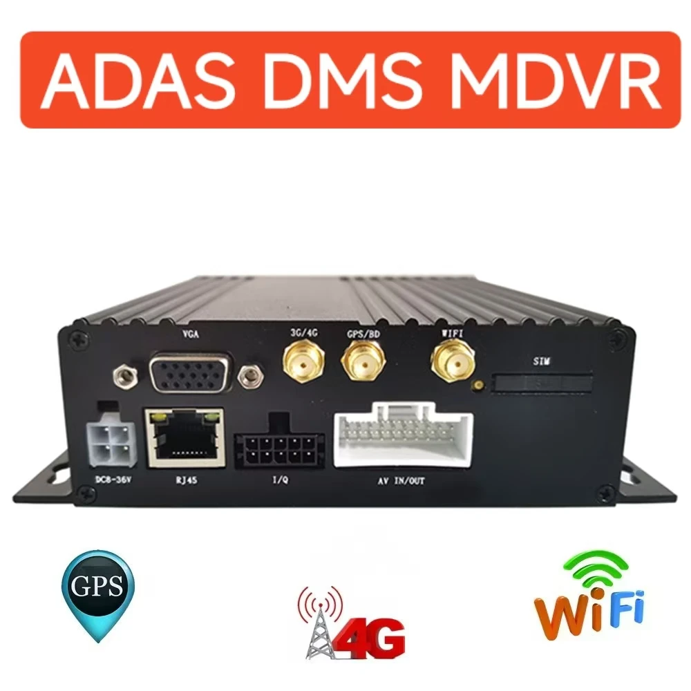 

H.265 MDVR 4 Channel Double SD Card DVR with Remote and Positioning Support 4G GPS WIFI Mobile DVR ADAS DMS For Truck/Bus/Car