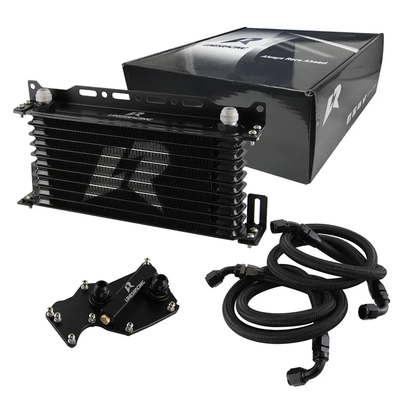 Black Oil Cooler 10Row Kit Fits for BMW G30/G31/G38 520i 530i 530ix 15-19 G32 630i 17-21 G11/G12 730i 740e 730Li 740Le 14-19