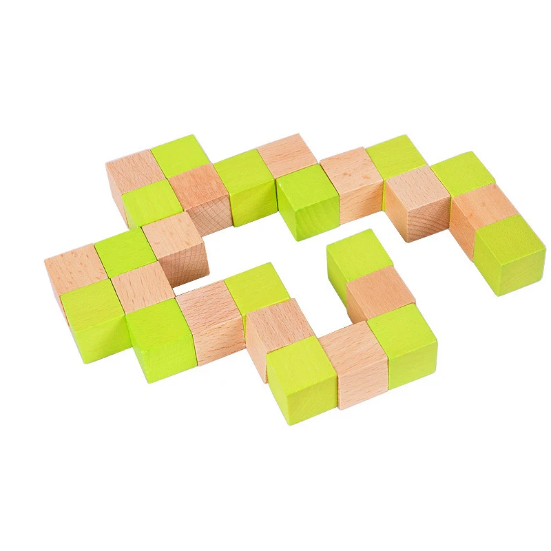 Cube serpent en bois Puzzle IQ logique formation casse-tête résolution de problèmes jouets éducatifs pour enfants garçons filles défi mental