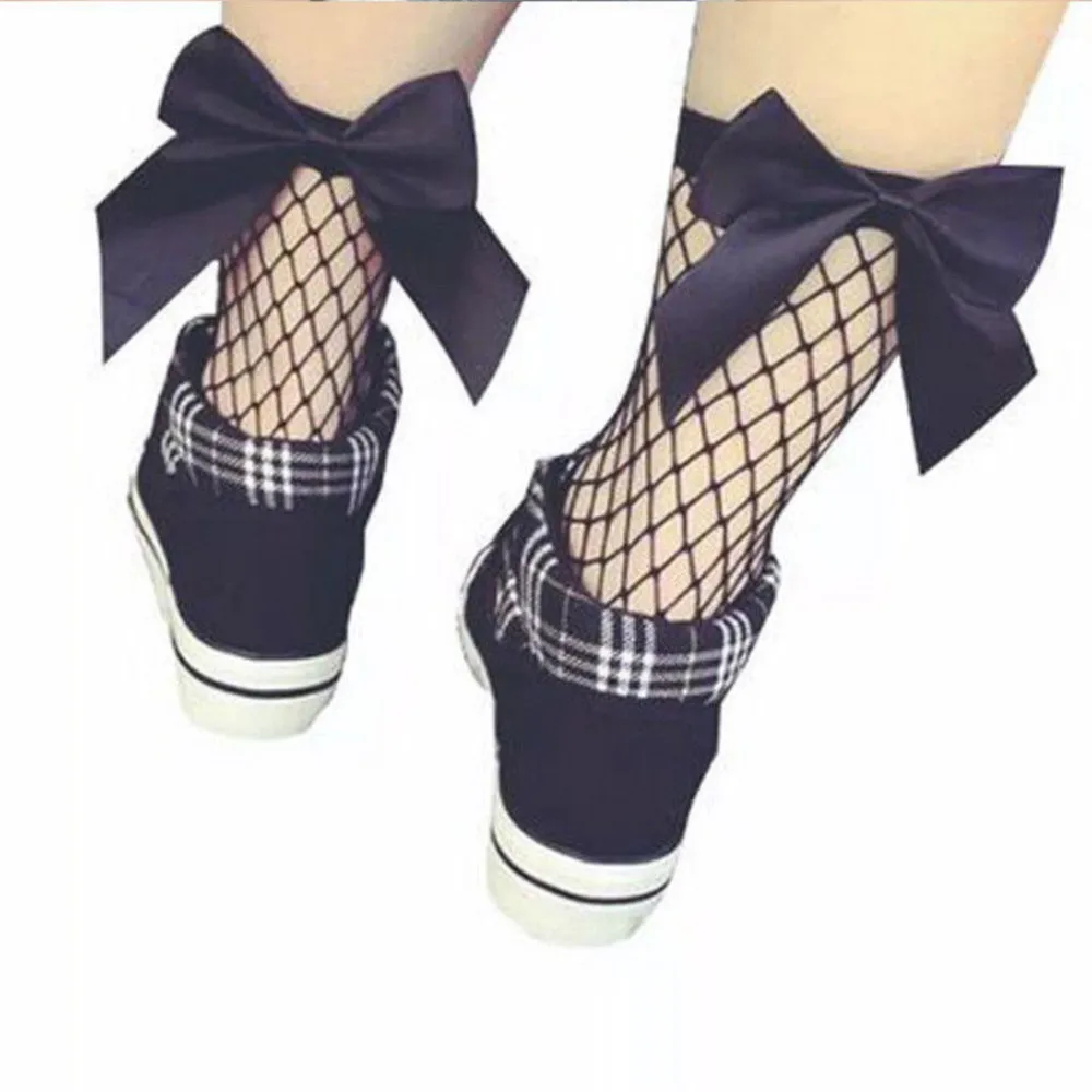 Baby Girls Kids Mesh Socks 2019 new Bow Fishnet Ankle High socks Lace Fish Net Vintage back bow Short Sock girl new Summer wear