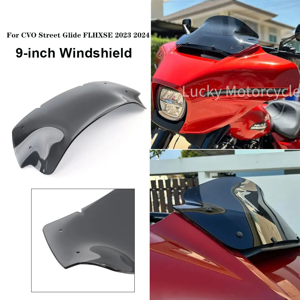 

For Harley CVO Street Glide FLHXSE 2023 2024 NEW Motorcycle Accessories 9" Windshields Windscreen Wind Deflector 2023 2024