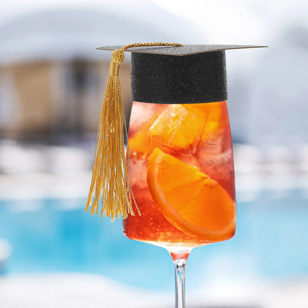 

12Pcs Mini Graduation Cap Wine Toppers Tassel Decor for Home Party Celebrations Graduation Picture Props Graduate Hat