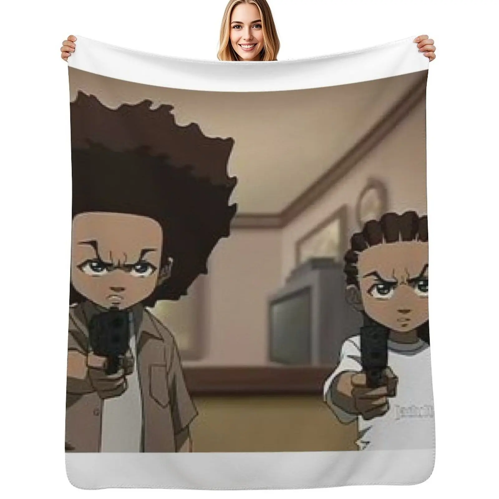 The Boondocks Huey, and Riley Throw Blanket Large Quilt Stuffeds Comforter Decorative Throw christmas gifts Blankets