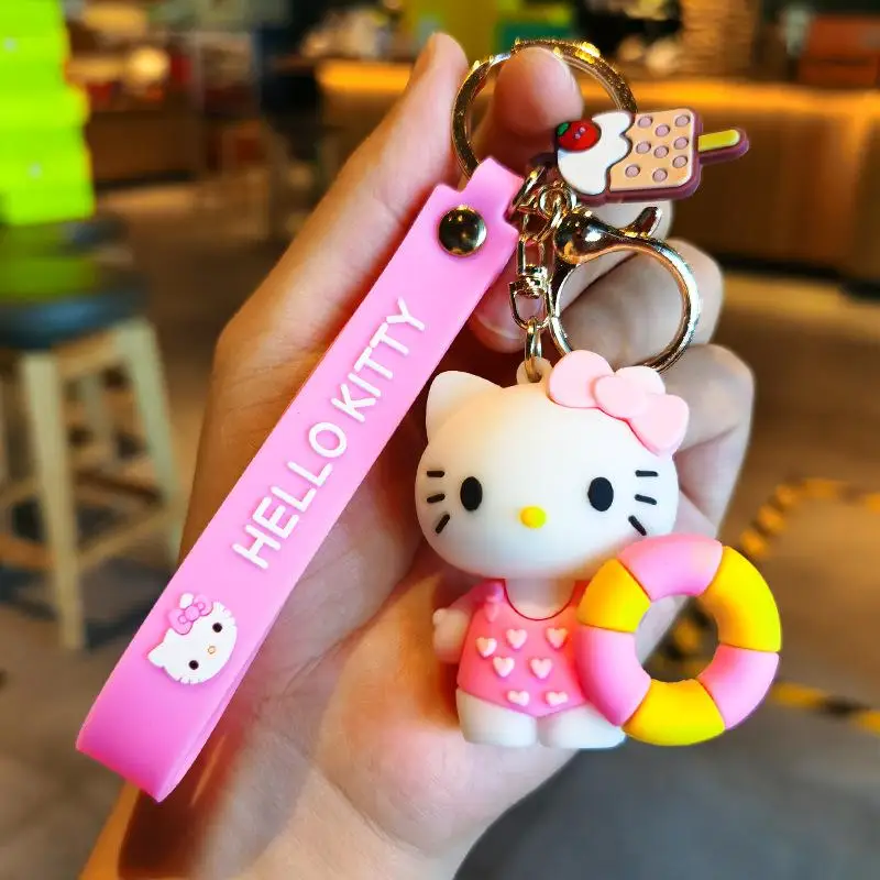 Sanrio Hello Kitty Keychain Cute Cartoon Cinnamoroll Pompompurin Fashion Backpack Pendant Jewelry Toy Doll Anime Accessory Gifts