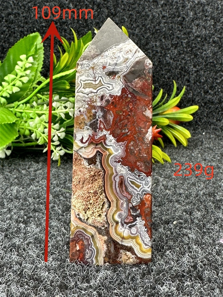 Natural Mexican Crazy Lace Agate Magic Tower Horn Obelisk Exquisite Workmanship Healing Aura Altar Feng Shui Evil Birthday Gift