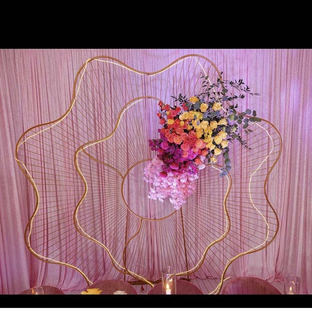 Exquisite Arch background outdoor flowers Wedding Decoration Gold Iron wedding backdrop