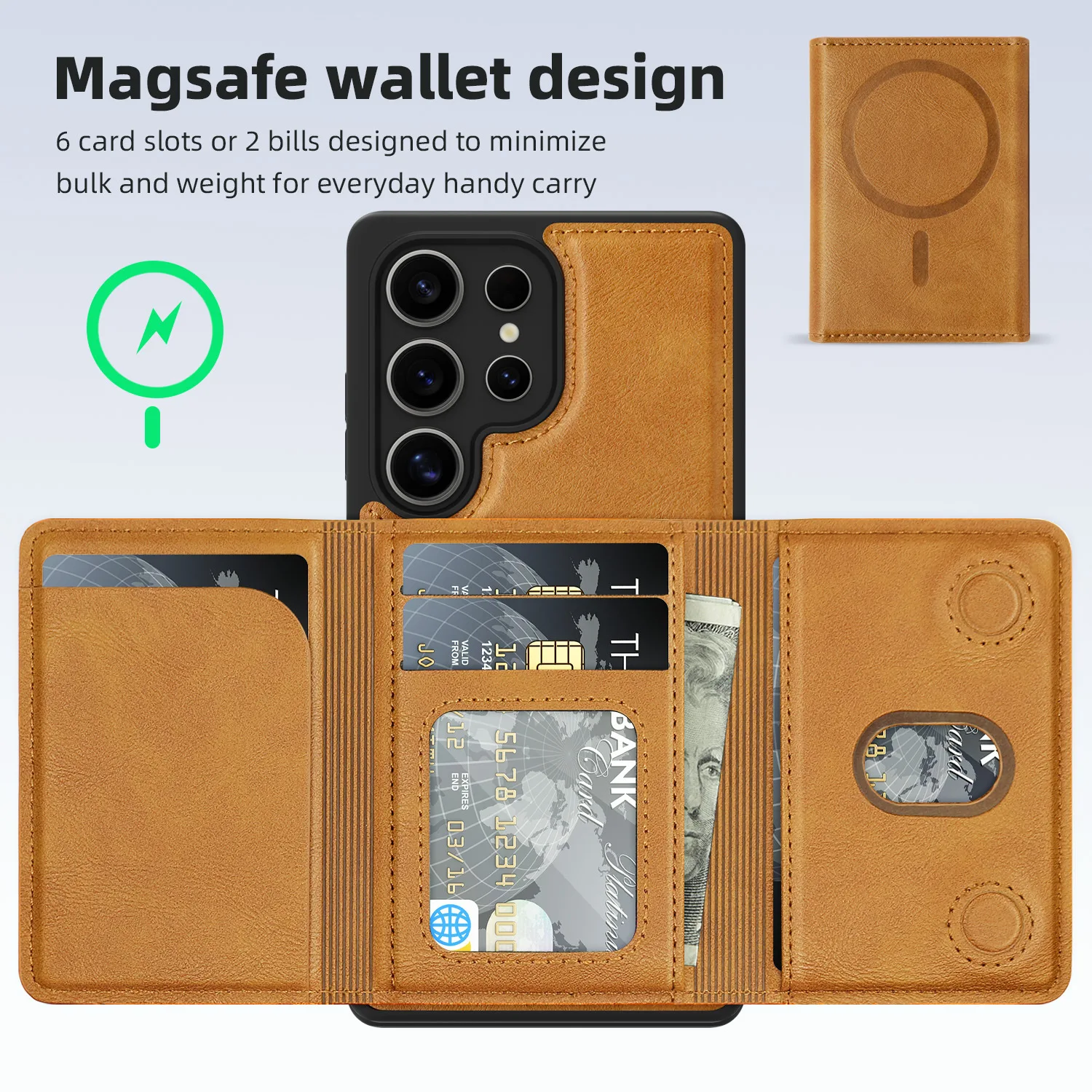 Pindun M2 is compatible with Samsung S26 Ultra multi-functional magnetic card holder S25/A57/S23 artificial leather case and S24