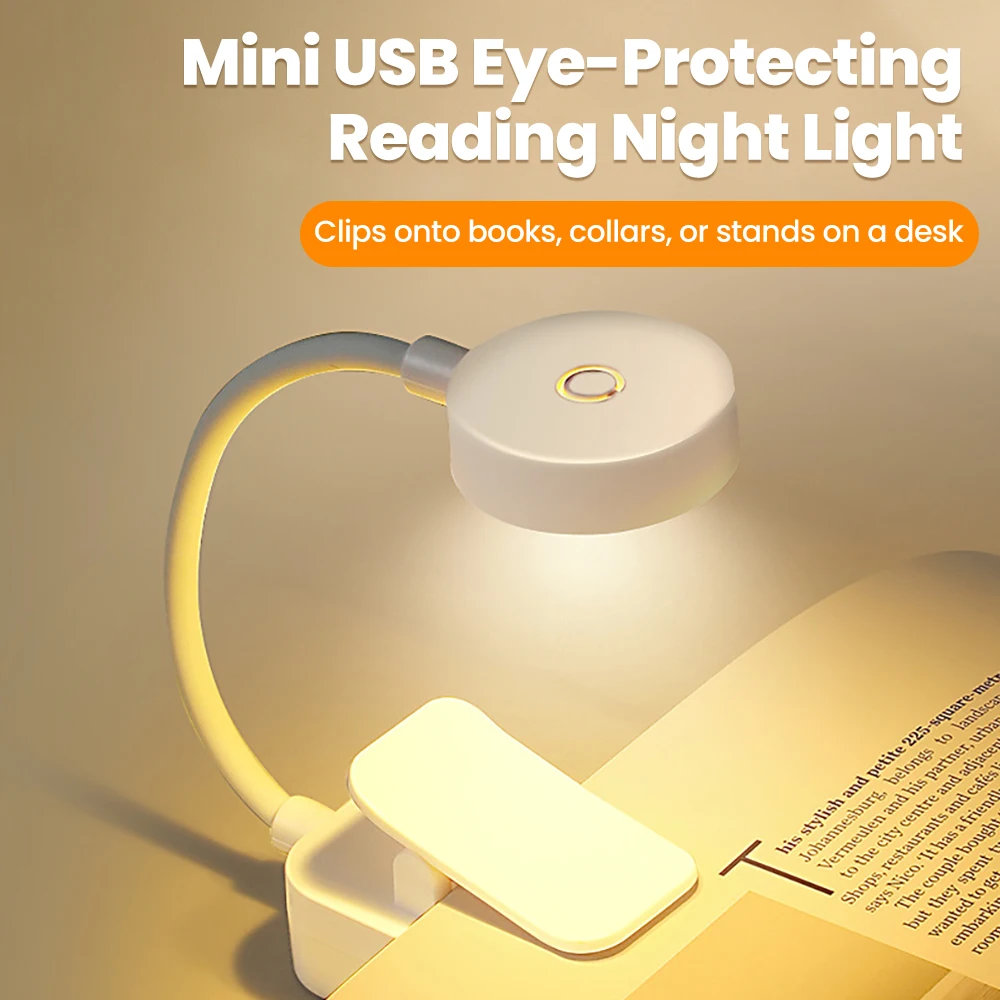 Battery Powered LED Book Light Clip On Reading Lamp with 3Modes Flexible Neck Portable Eye-Caring Night Light for Bedside Travel