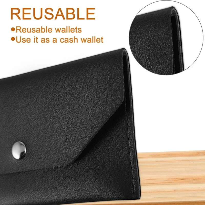 3Pcs PU Leather Cash Envelopes, Waterproof Money Envelopes Reusable Cash Wallet Bags Budget Envelopes