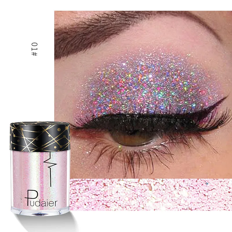 Brilhante Ray holográfico lantejoulas Glitter Shimmer Pigmento Sombra de olho Tatuagem Lip Nail Body Glitter Festival Party Eye Maquiagem Pó