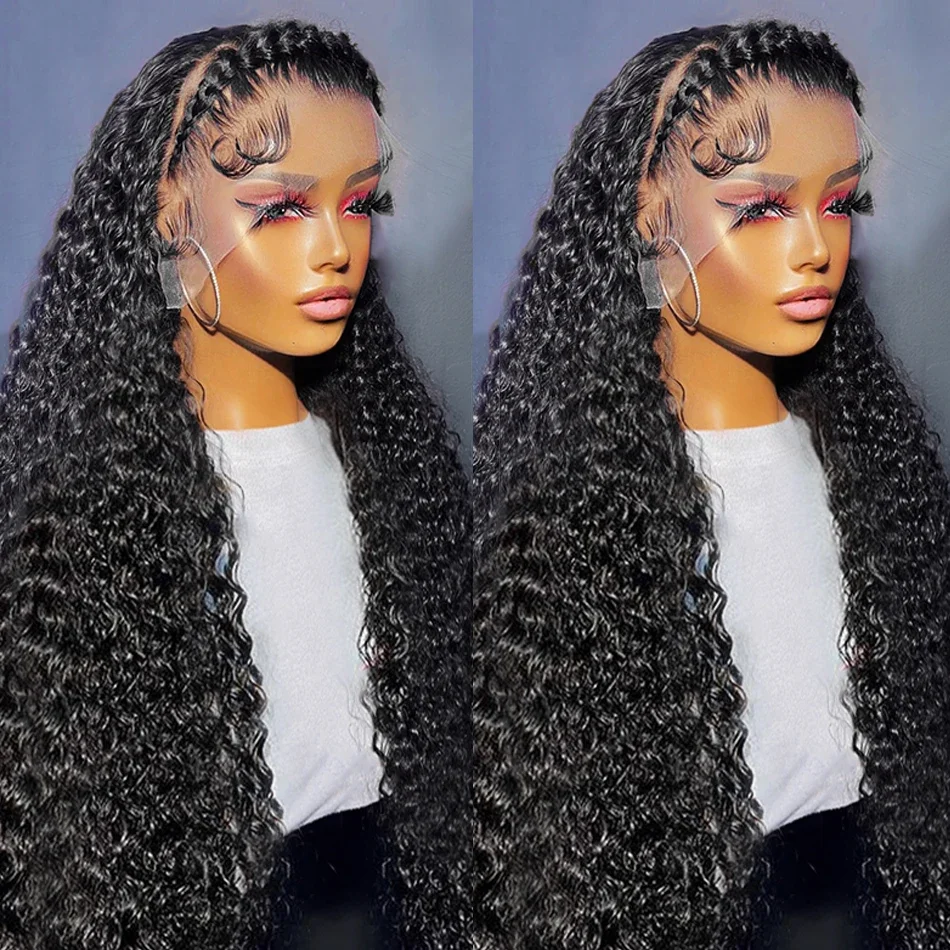 Deep Wave Glueless Wig Human Hair Ready To Wear And Go PrePlucked For Women Precut 13x6 Hd Frontal Curly Lace Front Wigs 200%