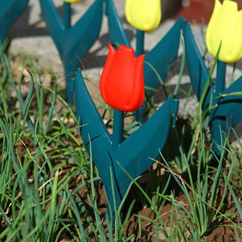 10Pcs Garden PP Fence Edging Tulip Shape Gardening Edging Outdoor Decor Garden Fence Plant Borders Plastic Fencing