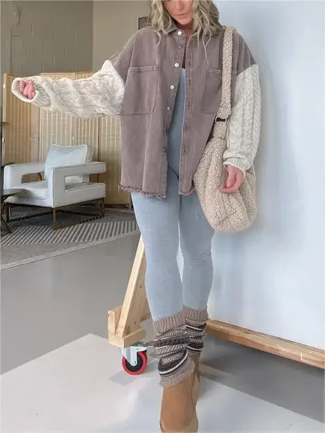 Jean Jas Dames Vintage Losse Patchwork Retro Mode Wollen Mouw Denim Damesjas Denim Jas Dames Chique Damesjassen