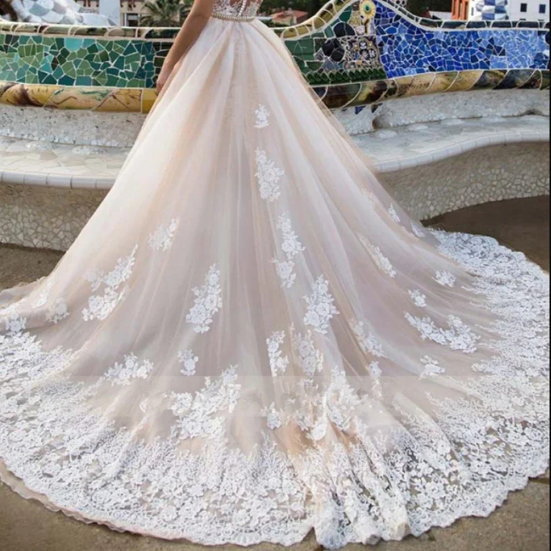 Gonna in pizzo staccabile con treno rimovibile in pizzo bianco, gonna bianca, treno in tulle a 5 strati, accessori da sposa, treno per abiti staccabili