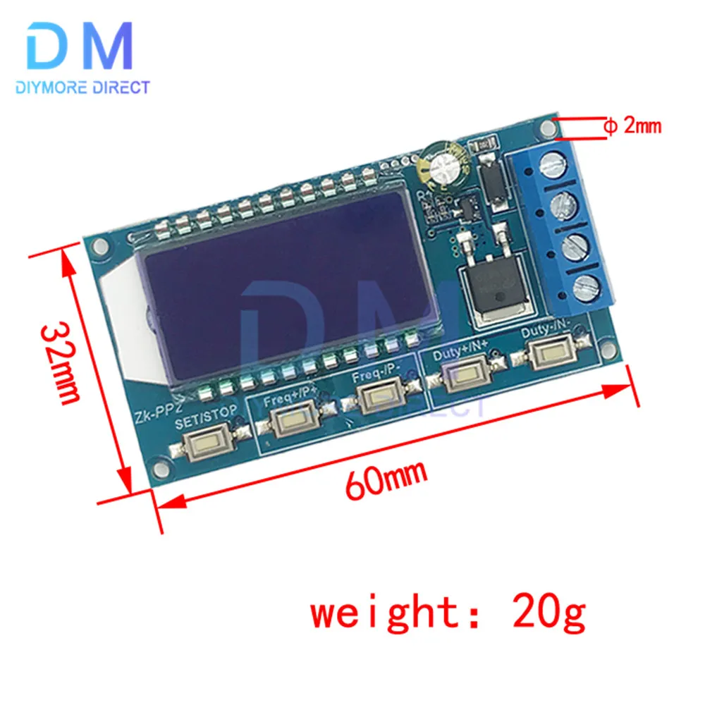 Adjustable 0-100% PWM Frequency Duty Ratio Pulse DC Motor Speed Controller LED Dimmer Solenoid Valve Delay Start Load ZK-PP2